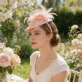 thumbnail image 4 of Rose Gold Pillbox Fascinator Headband for Women Vintage Hat for Weddings Tea Party with Feathers Mesh Clip, 4 of 6