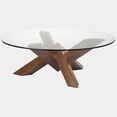 thumbnail image 1 of Table basse en noyer avec plateau en verre trempé transparent, 1 of 3