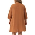 thumbnail image 3 of Agnes Orinda Women's Plus Size 3/4 Batwing Sleeve Polyester Casual Cardigan 3X Orange, 3 of 6