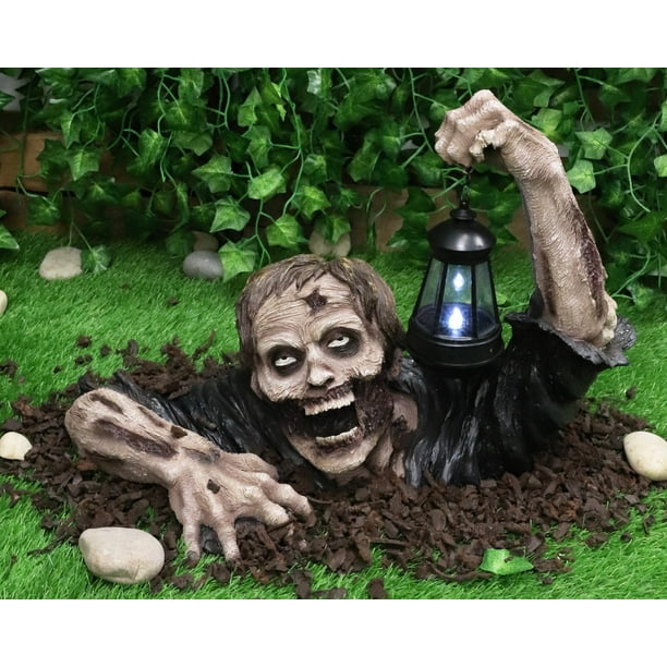 Atl Garden And Home Large Head Shot Walking Dead Zombie Crawling Out Of Grave Solar Led Lamp Statue Figure Walmart Com Walmart Com