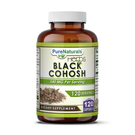 Pure Naturals Black Cohosh 540 Mg per Serving 120 Capsules Supplement | Non-GMO | Gluten-Free | Made in USA