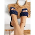 thumbnail image 3 of Women‘s Navy Blue Vacation Woven Strap Solid Color Slide Sandals With Braided Design, 3 of 7