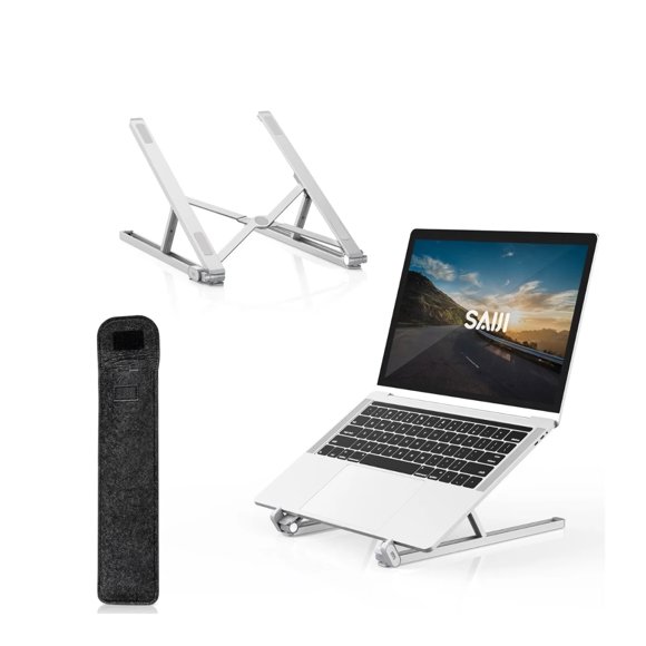 Aluminum Laptop Stand, Foldable Portable Notebook Stand with Adjustable Height, Ventilated Cooling (Random Color)