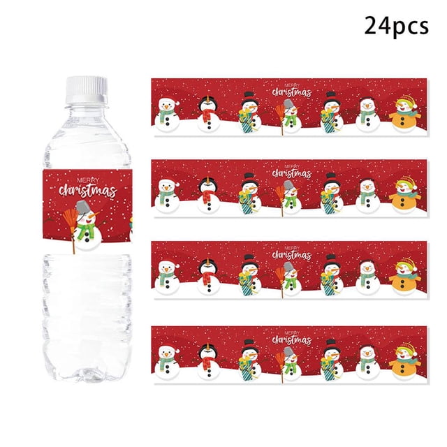 24 Uds bolsa de regalo pegatina sellada decoración navideña botella de vino pegatina (D)