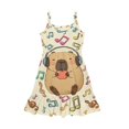 thumbnail image 7 of Uourmeti Capybara and Pink Love Print Girls Summer Dresses Cute Spaghetti Strap Flowy Tiered Dress 5-6T Kids Kawaii Clothes Causal A Line Midi Dress for Party School Beach, 7 of 7