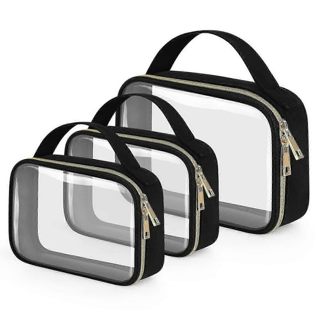 3 Pack Clear Toiletry Bags TSA Approved for Travel