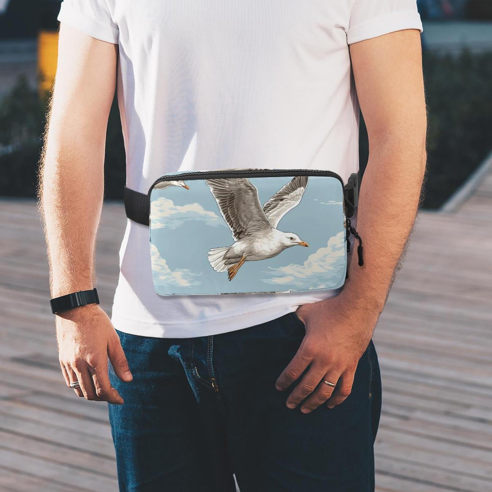 Seagull Lightweight Adjustable Waist Pack Fanny Pack Crossbody Bag with Extension Strap Unisex