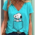 thumbnail image 4 of Camiseta de cuello en V para mujer, camiseta de moda con estampado divertido de dibujos animados de Snoopy, camiseta de manga corta de ocio para mujer, camiseta de verano 2024, 4 of 4
