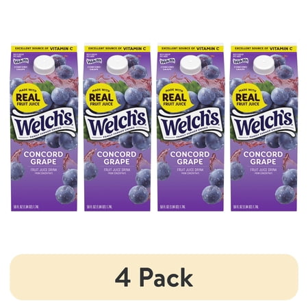 (4 pack) Welch's Concord Grape Fruit Juice Drink, 59 fl oz carton