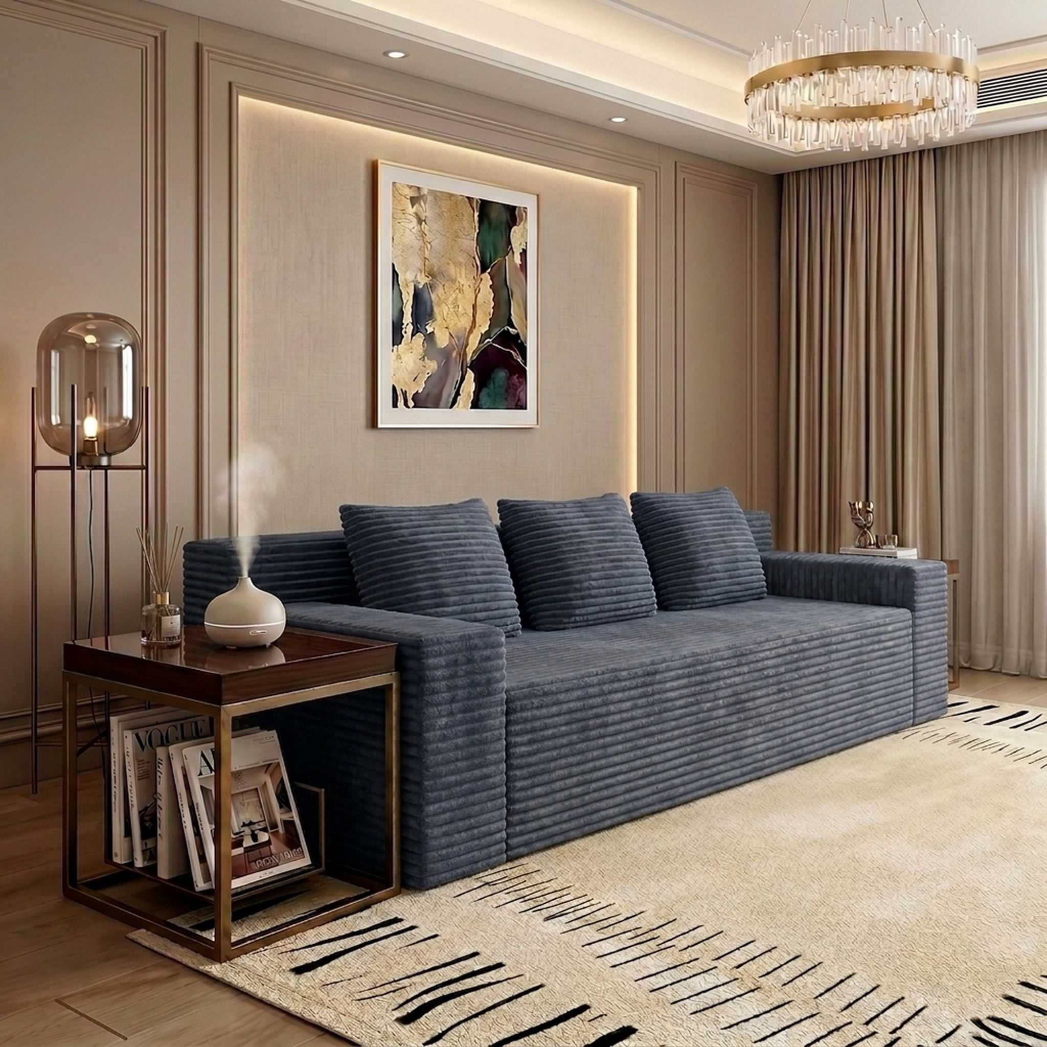 71" Modern Corduroy Small Loveseat, Cloud Memory Foam Compressed Couch in a Box, Boneless Space-Saving Sofa for Living Room Bedroom Apartment, No Assembly