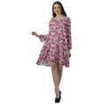thumbnail image 3 of Moomaya Rayon Flared Dress For Womens Long Sleeve Printed V-Neck Casual Beach Dress For Girls, 3 of 7