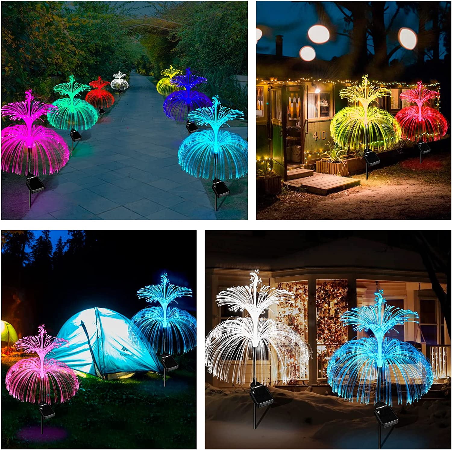 KOMI Solar Flower Lights Outdoor Garden Waterproof 3 Pack Solar Yard Lights 7 Color Changing Outdoor Decorative for Garden Pathway Party Wedding Birthday Holiday Decor