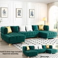 thumbnail image 2 of Marigold Green Velvet U-Shaped Double Chaise Sectional Sofa Gold or Silver Legs, 2 of 9