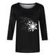 thumbnail image 3 of Camisetas de Manga Larga de las Mujeres Imprimir Navidad Cuello Redondo 3/4 Manga Suéter, Top Casual para las Vacaciones, 3 of 3