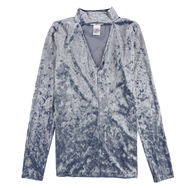 bar III Blusa de Terciopelo para Mujer, Azul, XS