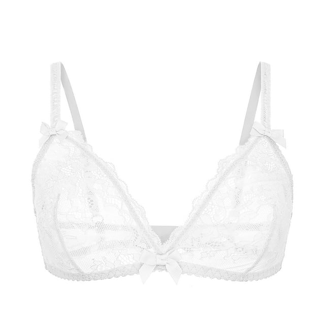 Sous-vêtements pour Femmes en Maille Transparente Lingerie Broderie Soutien-Gorge et String et Bas