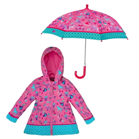 Stephen Joseph Girls 4-8 Rain Coat & Umbrella Set