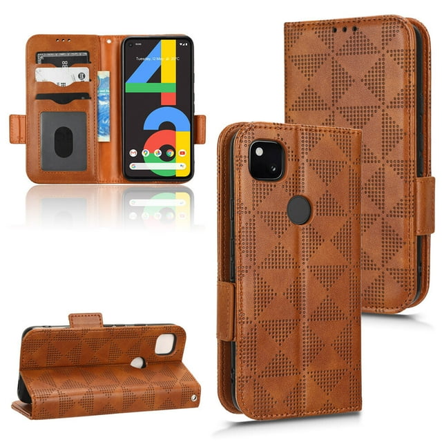 Google Pixel 4A 4G Case , Leather Wallet Cover Magnetic Full Body Shockproof Stand Flip Case for Google Pixel 4A 4G