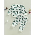 thumbnail image 4 of Bagilaanoe 2Pcs Toddler Baby Boy Christmas Outfits Dinosaur Print Long Sleeve Sweatshirt Tops + Trousers 6M 12M 18M 24M 3T Kids Fall Long Pants Set, 4 of 8