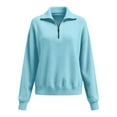 thumbnail image 2 of Quarter Zip Sweater Women, Yigetop Women Tops Quarter Zip Fall Winter Tunics V Neck Collared Outfits Loose Fit Casual Oversized Pullover 1/4 Zip Pullover Women, Sky Blue 3XL, 2 of 6