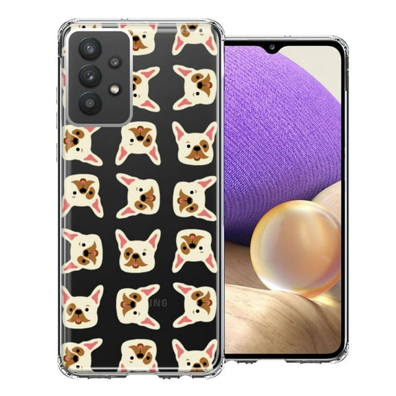 MUNDAZE For Samsung Galaxy A32 Frenchie Bulldog Polkadots Design Double Layer Phone Case Cover