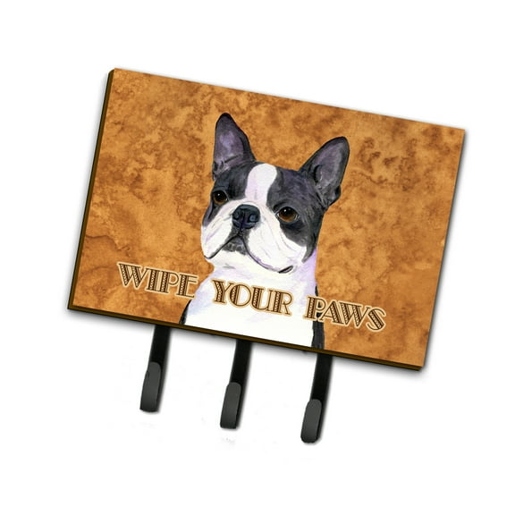 Carolines Treasures SS4884TH68 Boston Terrier Wipe your Paws Leash or Key Holder Triple Hook multicolor