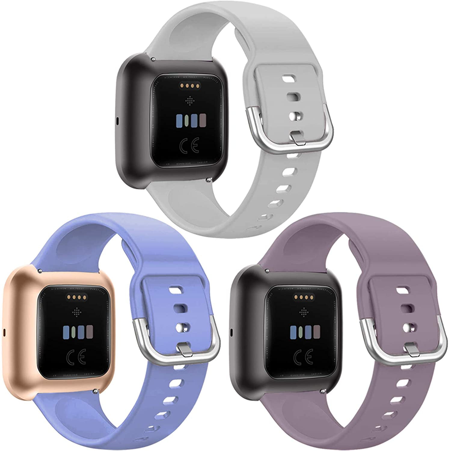 3Pack Bands For Fitbit Versa/Versa Lite,Soft Silicone Breathable Sport Wristband 