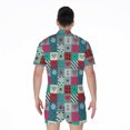 thumbnail image 2 of Retro Nautical Patchwork Pattern Short Sleeve Men'S Rompers Casual Summer Jumpsuits Outfit, 2 of 4
