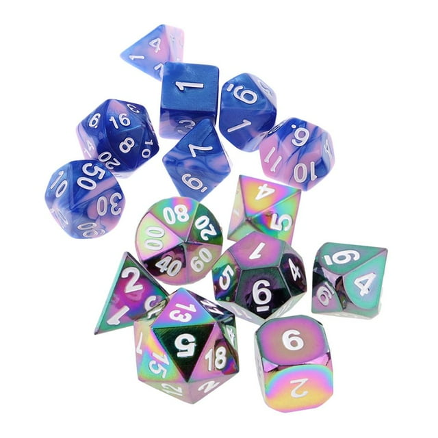 Dados poliédricos de Aleación de Zinc Hugo D20 D12 D10 D8 D6 D4 16 Mm para Mazmorras Y Dragones