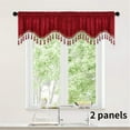 thumbnail image 6 of Btomtd Fringed Valance Curtains with Rod Pocket for Living Room and Kitchen Window Valances Short Panels for Household Decoration Valances for Windows - 59.05"x15.74", Red, 6 of 6