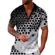 thumbnail image 1 of Camisas Manga Larga Hombre Camisa informal de manga corta con cuello vuelto y cremallera con estampado informal para hombre (Black, L), 1 of 5