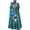 Blue, variant on VONDA Polyester Sleeveless Printing Full-Length A-Line Dresses Women
