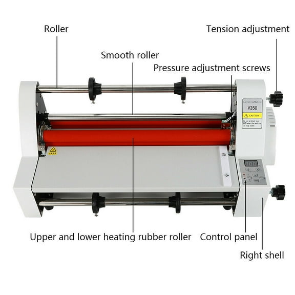 13“ Laminator Machine, Commercial 35cm Four Rollers Hot and Cold Single and Dual Sided Thermal Laminating Machine