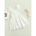 thumbnail image 3 of Qmyliery Toddler Girls Summer Dress, Lace Square-Neck Flying Sleeve One-Piece White And Pink, 3 of 9
