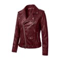 thumbnail image 6 of WRFWUL Womens Faux Leather Moto Jacket Zip Up Lapel Collar Long Sleeve Biker Coat Fall Winter Casual Trendy Outerwear, 6 of 6