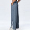 thumbnail image 4 of Babcutegg Linen Pants for Women Casual Fashion High Waist Straight Leg Soild Color Cotton Linen Womens Summer Clothes Dark Gray Size 3XL, 4 of 8