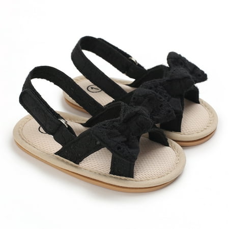

Akiihool Summer Sandals for Girl Comfortable Toddler Girl Sandals Flower Girl Dress Shoes Open Toe Little Kid Summer Flats (Black 12)