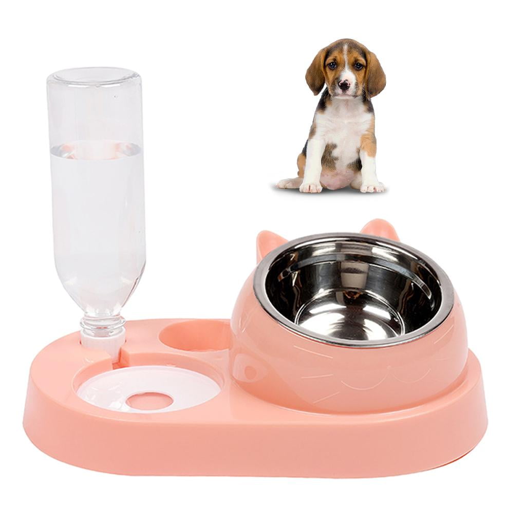 double puppy Bowls Water and Food Bowl Set with Moveable Stainless Bowl Automatic Water Dispenser Bottle Pet Feeder for Small dogs