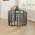 thumbnail image 6 of Smart FENDEE 6 Panels Foldable Dog Gate Extra Wide Entryway Freestanding Wood Pet Fence, 24"H,Gray, 6 of 10