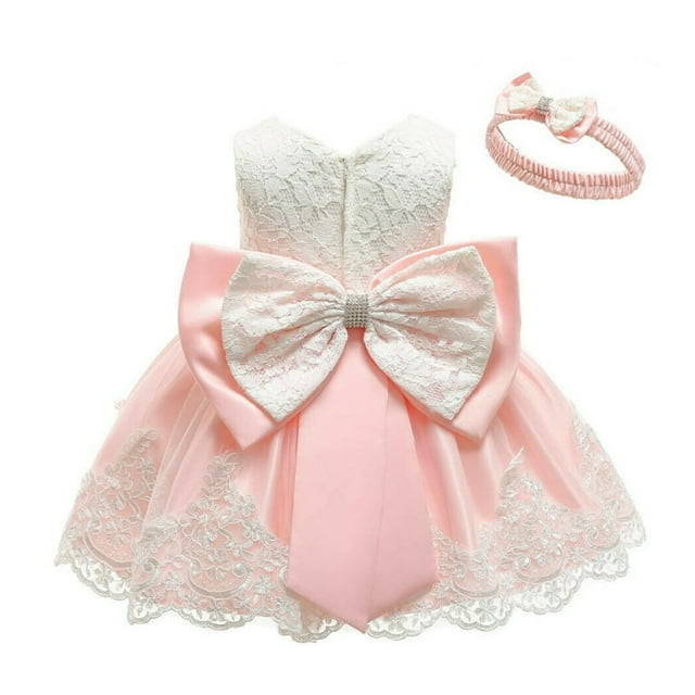 MesaSe Enfants Bébé Arc Filles Parti Dentelle Robe de Mariée Demoiselle d'Honneur Robes Princesse 0-24M