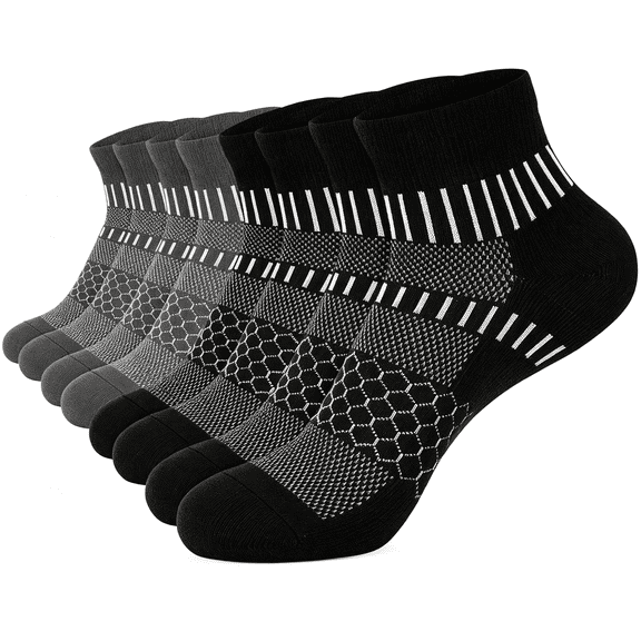 XIBUFE Ankle Compression Socks for Women Men Cushioned Athletic Running Socks Plantar Fasciitis Relief 2/3/4/5/6 Pairs Ankle Compression Socks Arch Support