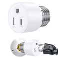 thumbnail image 4 of 1 Pack Light Socket to Plug Adapter, 3 Prong Light Socket Adapter, Light Bulb Outlet Socket Adapter, Easy Installation E26/E27 Bulb Socket Adapter for Garage Porch Basement, 4 of 9
