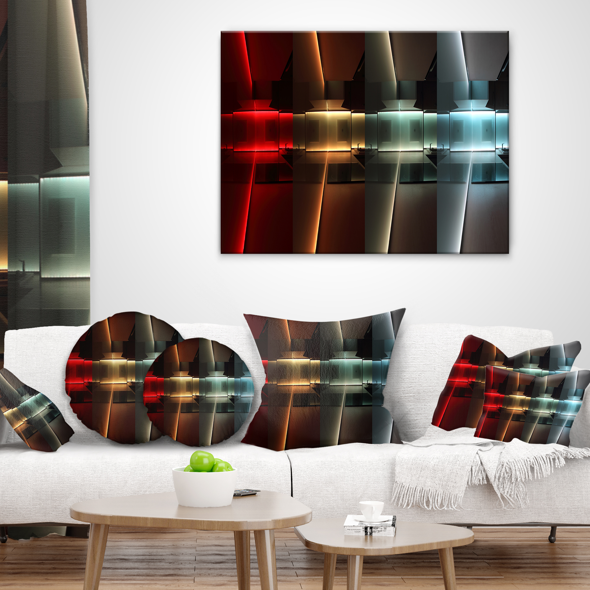 Designart Kitchen with LED Lighting - Abstract Throw Pillow - 16x16