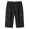 thumbnail image 5 of WIZUTIZ Men's Summer Cargo Capris Solid Color Drawstring Elastic Waist Pocket Workwear Cropped Pants Lightweight Polyester Breathable for Outdoor Hiking Daily Wear Mens Fashion, 5 of 5