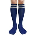 thumbnail image 3 of COUVER Women's Cotton 2 Striped Knee High Fashion Tube Tube Socks, Blue / White, 1 Pair, 3 of 8