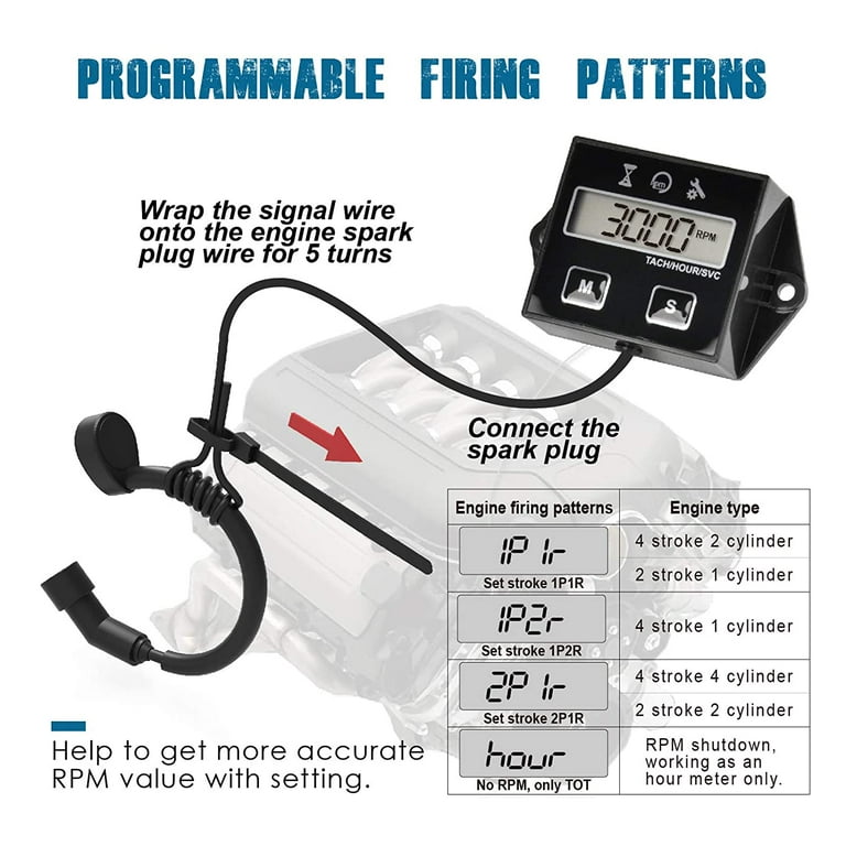Runleader Small Engine Hour Meter Digital Tachometer Maintenance