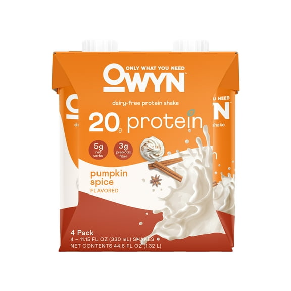 OWYN Plant-Based 20g Protein Shake, Seasonal Pumpkin Spice, 11.15 oz, 4 Count