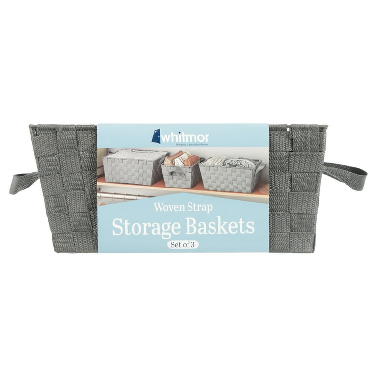 Whitmor Woven Strap Storage Baskets - Black - Set of 3 