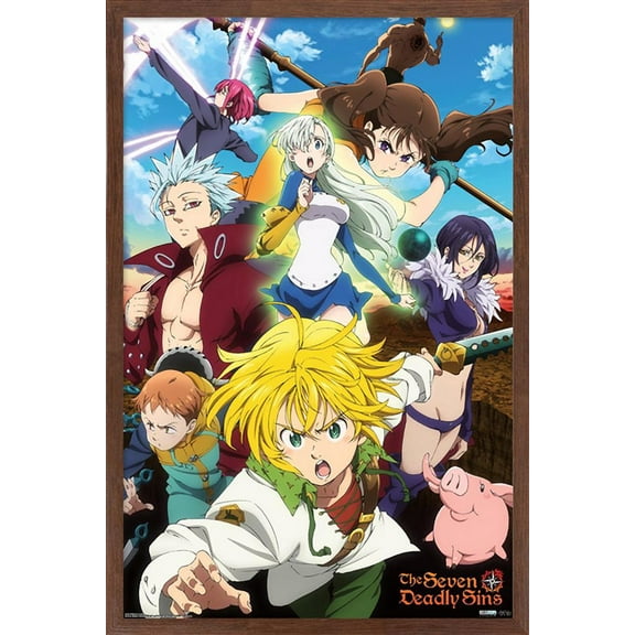 The Seven Deadly Sins: Season 3 - Key Art Wall Poster, 22.375" x 34", Framed