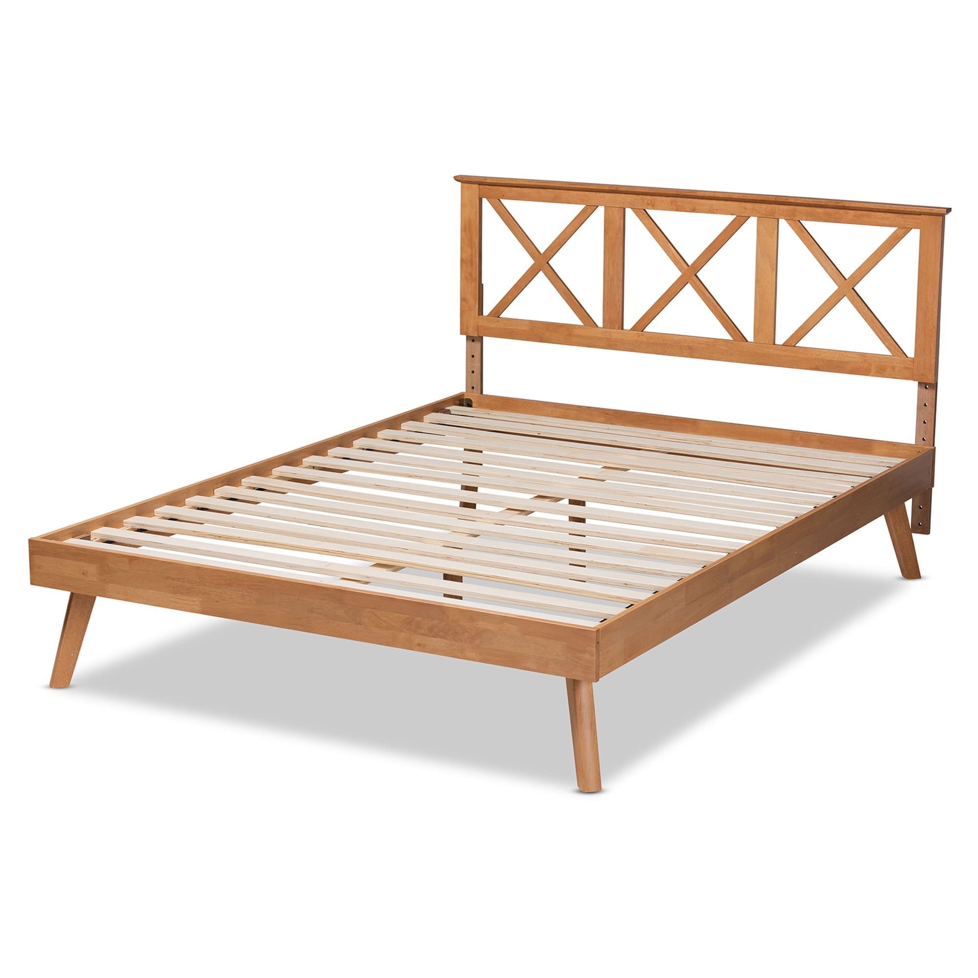 Baxton Studio Galvin Contemporary/Modern Rubberwood Adjustable Platform Bed, Queen, Brown